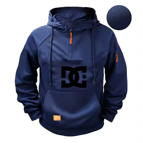 New men's fashion zippered pullover, long-sleeved sweatshirt, casual autumn sweatshirt, multi-pocket spring and autumn style - Image 10