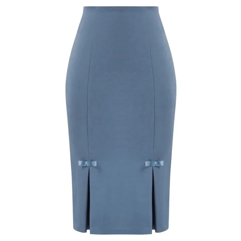BP Women Office Lady Hips-wrapped Skirts High Waist Stretchy Bodycon Skirt Vintage Bow-Knot Decorated Skirt Elegant Pencil Ski J