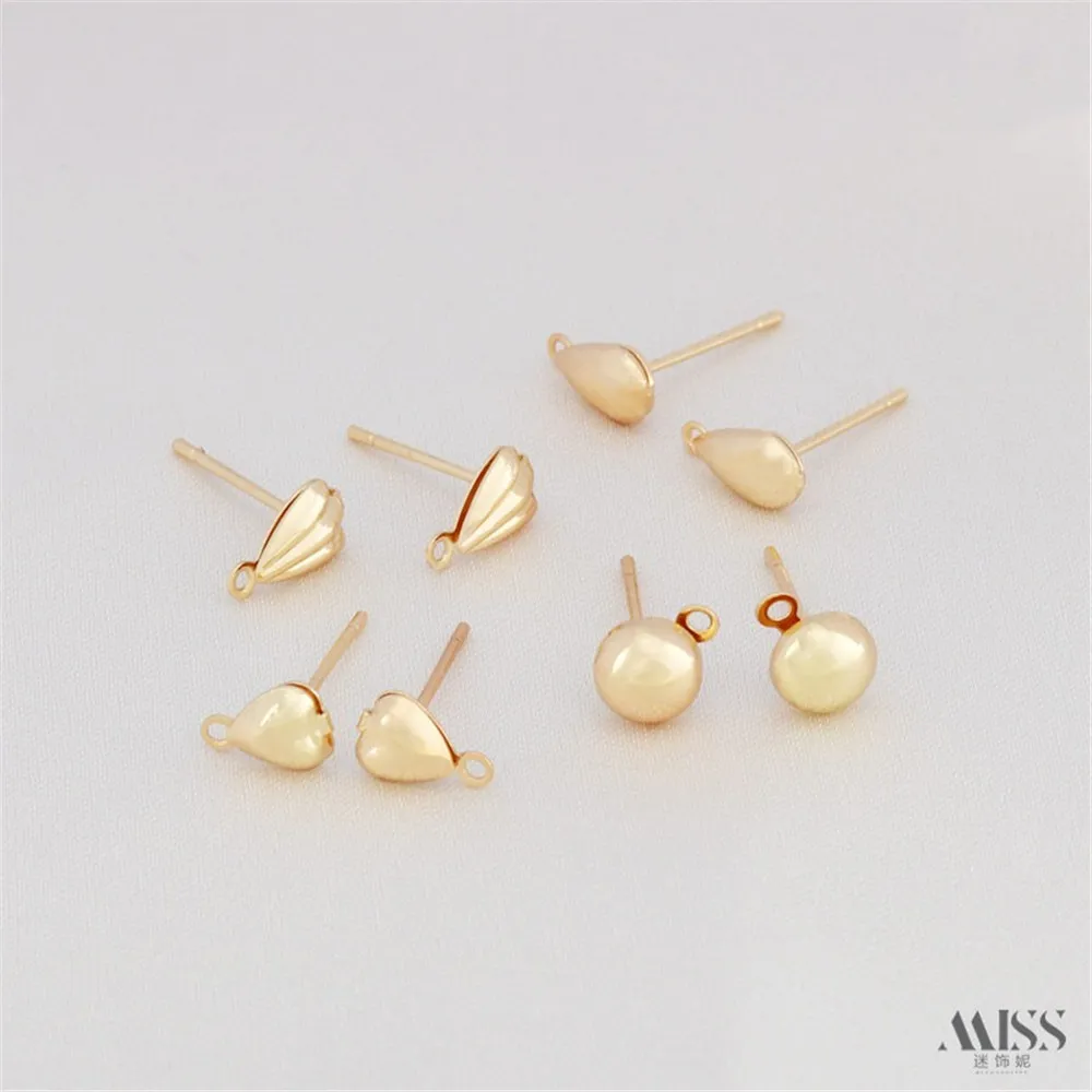 

14K Gold-plated Heart-shaped Water Droplet Shell Shaped Earrings with Hanging Earrings DIY Handmade Ear Needles Ear Accessories