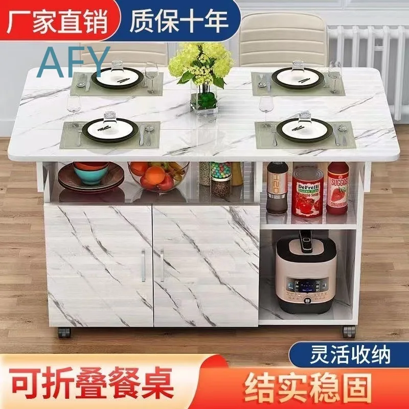 Foldable Table for Home Use Small Space Dining Table for 4 People Portable Rectangular Multipurpose Sideboard for Living Room