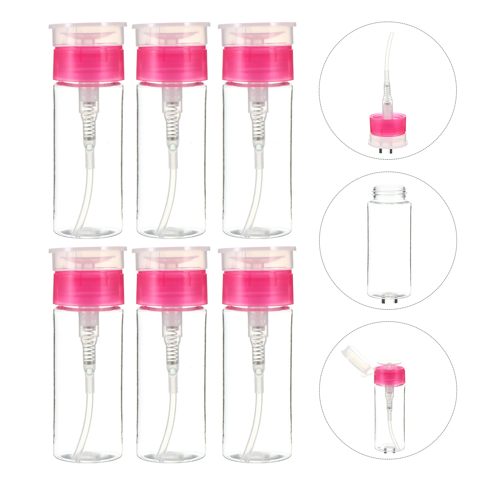 

6Pcs 100ml Push Down Dispenser Bottle Plastic Nail Polish Remover Storage Lightweight Easy Carry Nail Polish Remover Bottle
