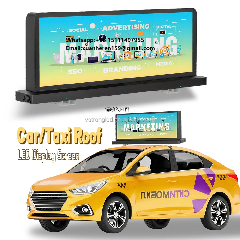 Car Roof Led Screen 960x320mm Double-sided Car Roof Top Led Display P2.5/P3/P4/P5 Advertising Screen with 3G/4G Module