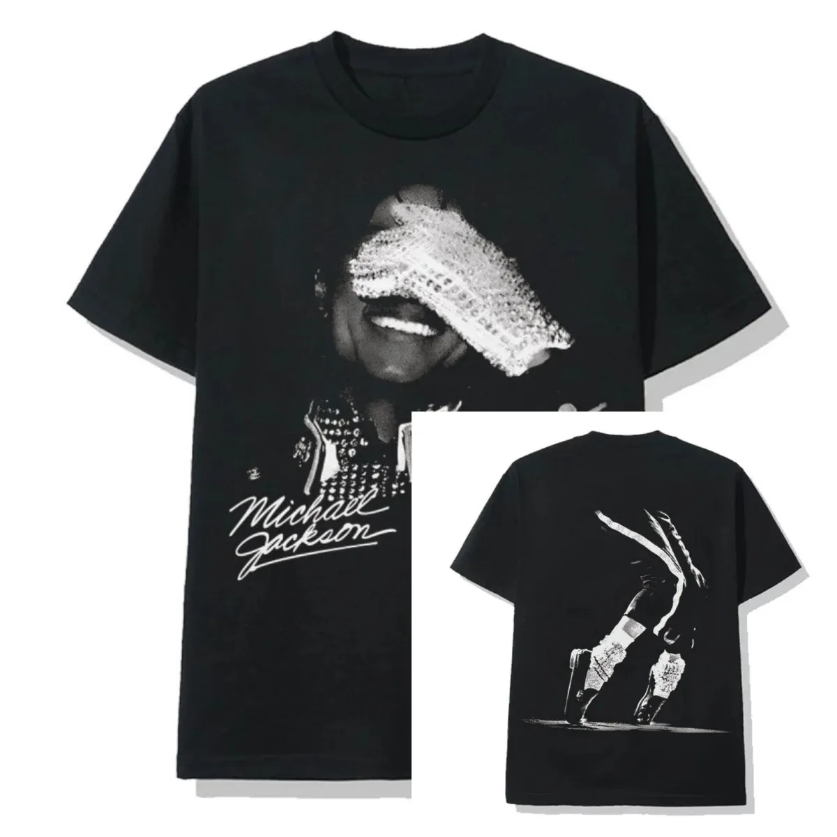 Michael Jackson Portrait & Gold Signature T-Shirt Oversized Y2k Cotton Graphic Tee Men Women Streetwear Top Female Male Clothing