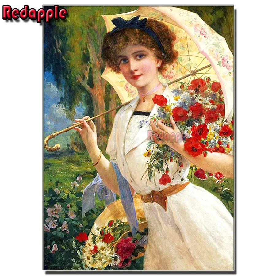 European Full Square Diamond Painting, European Woman Embroidery, Victorian World Famous Paintings, Handmade 5D Picture, Home De