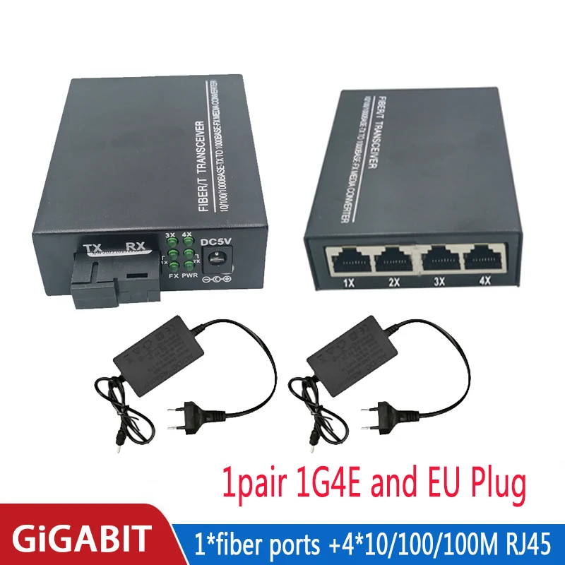 10/100/1000M 4 RJ45 1 SC Fast Ethernet switch 1G4E Converter Ethernet Fiber Optical Media Converter fiber Port PCBA 1F4E