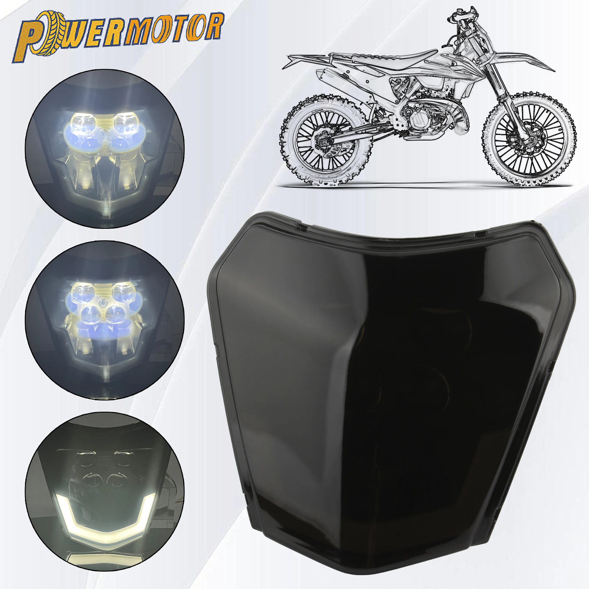 

for KTM Motocross LED Headlight EXC SX XC SXF XCW 125 to 500 Enduro DirtBike Off Road Racing Headlamp Wick Replacement Parts