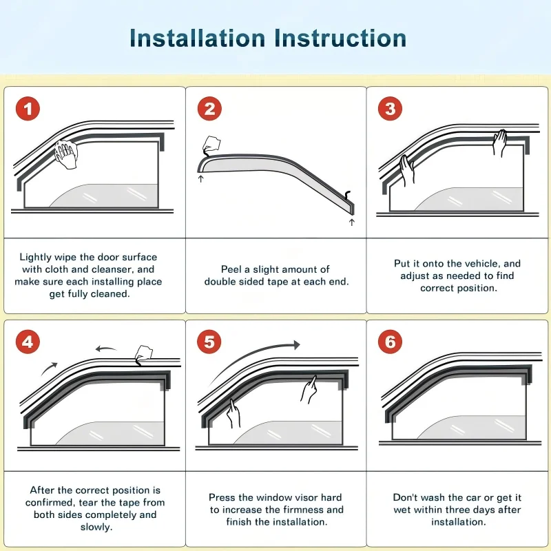 Deflector de viento para ventanas, visera para VW Caddy MK3 MK4 2004-2020 con 8 clips, para furgonetas de 2 puertas, protector contra la lluvia, accesorios para automóviles, para colocar en los laterales.
