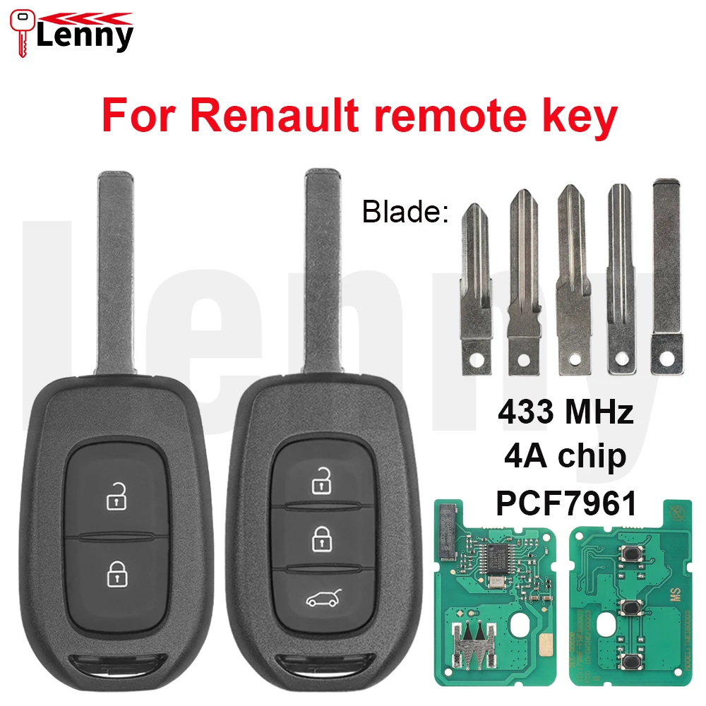

Lenny 433MHz 4Achip PCF7961M 2-3Button car remote key For Renault Renault Sandero Dacia Logan 2 Stepway Clio4 Duster Master3