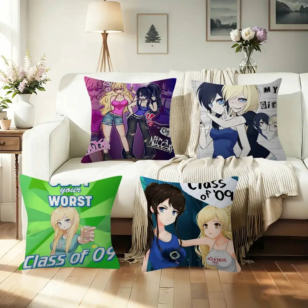 Game C-Class of 09 GIRL   Pillowcase toon Gift Cushion Cover Bedroom Home Sofa Chair Seat Decor pillow case