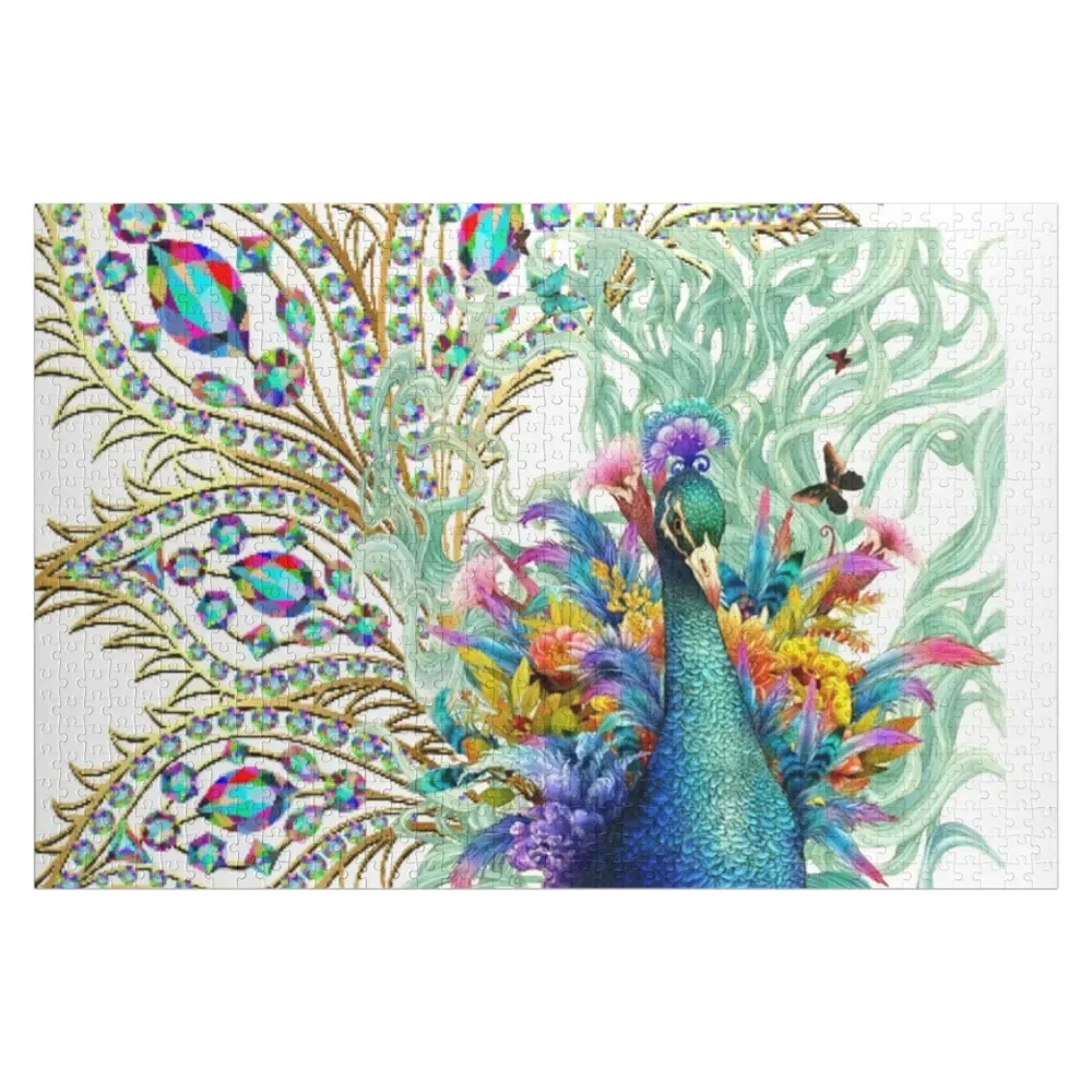 

Fancy pretty peacock Jigsaw Puzzle Wood Animals Personalized Puzzle