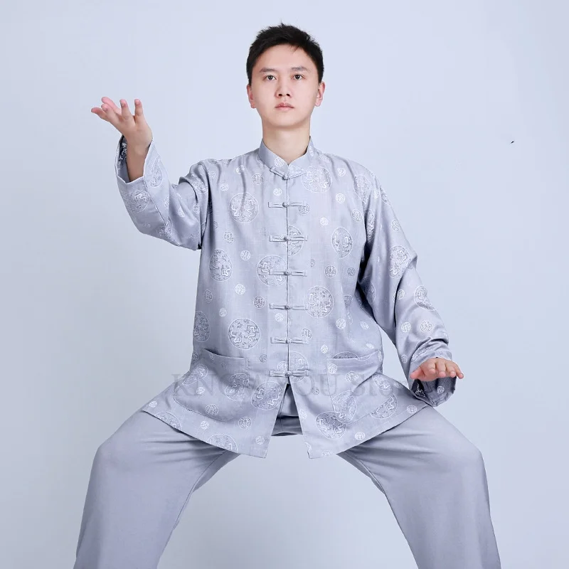 

Chinese Style Clothes Taichi Wushu Suit Men's Traditional Tang Suit Cotton Line Shirt&pants Adult Morning Gymnastics Clothing