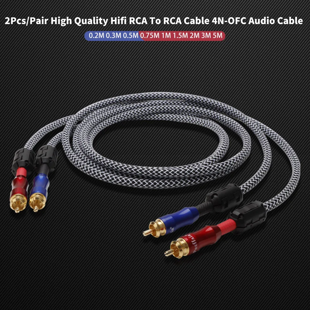 1 Pair X401R05 Audio RCA Cable with Copper-Plated Connectors, Oxygen-Free Copper Wire & Silver Solder for AMP, DAC...