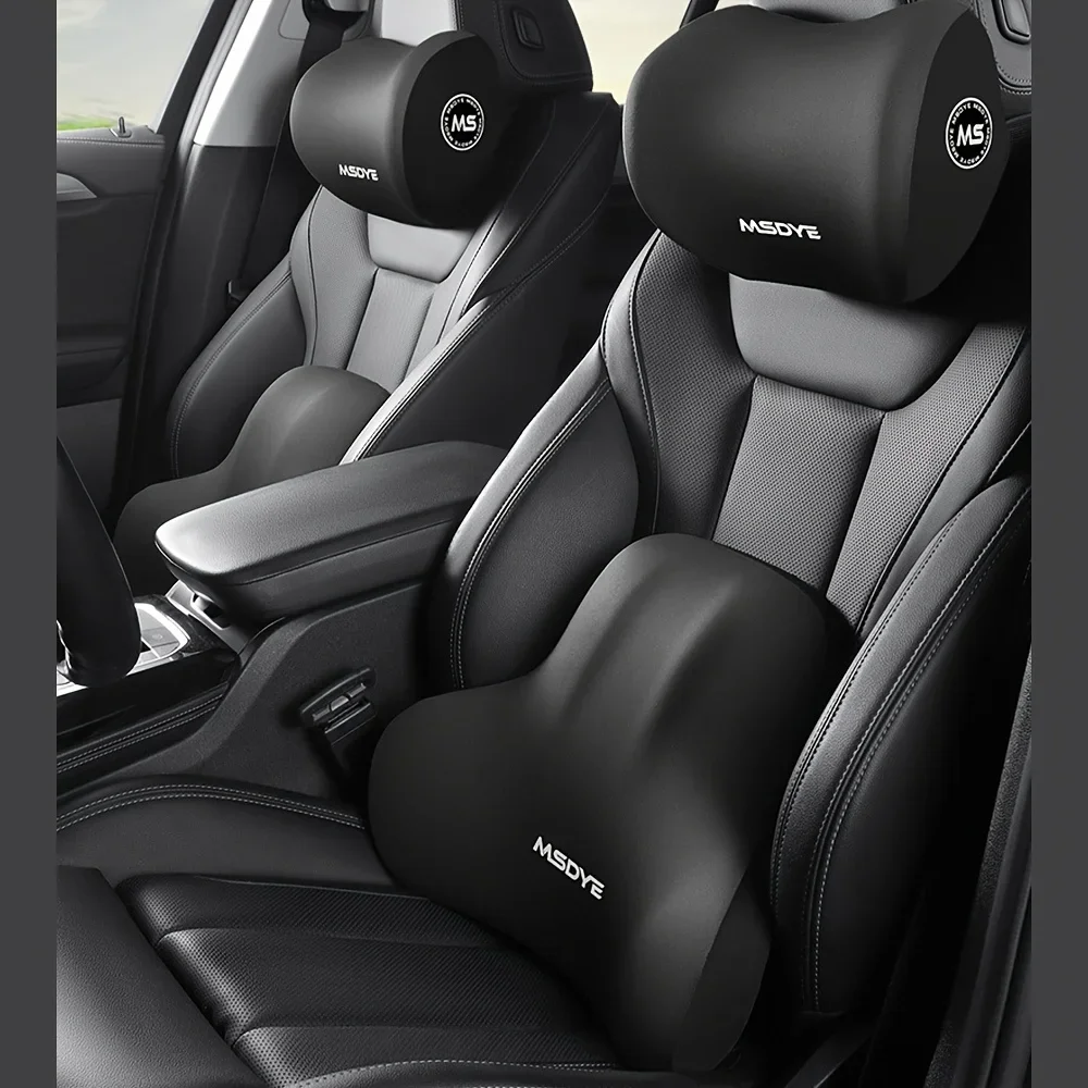 Ergonomisches Auto-Kopfstützen- und Lendenwirbelstützen-Set, Memory-Schaum Nackenkissen, Atmungsaktiver Plüschbezug, Universeller Fahrzeug-Innenraumkomfort