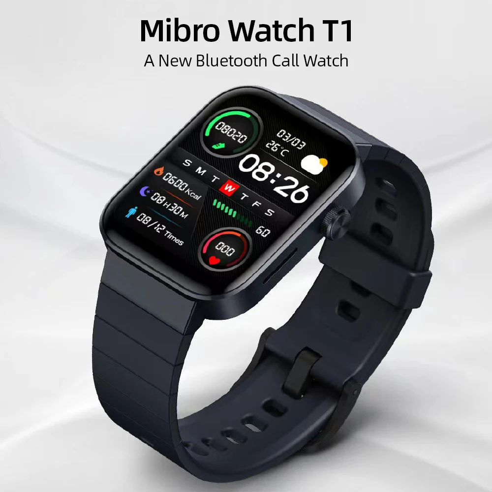 Mibro Watch T1 Versão Global 1.6Inch AMOLED HD Tela Bluetooth Chamada 2ATM Monitoramento de Fitness À Prova D' Água iOS Android Compatível Homens Mulheres Relógios Inteligentes