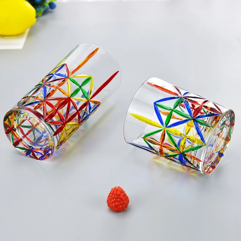 1PC Fashioned Cut Glass Whiskey Glass Tumbler Water Glass Cup Suitable for Cocktail Whisky Drink Red Wine Vodka