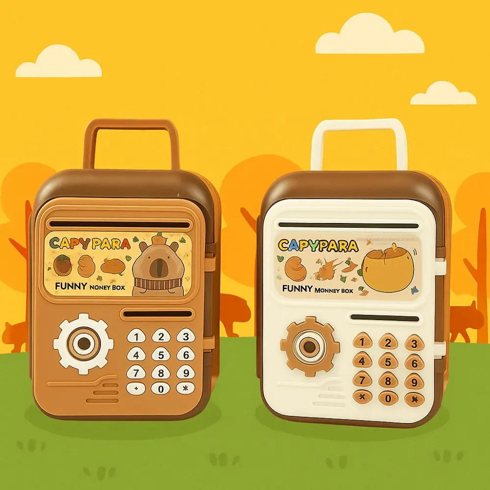 Mini alcancía para niños de dibujos animados con asa, hucha, juguetes para cajero automático, caja de almacenamiento de monedas de diseño bonito, práctica para ahorrar dinero