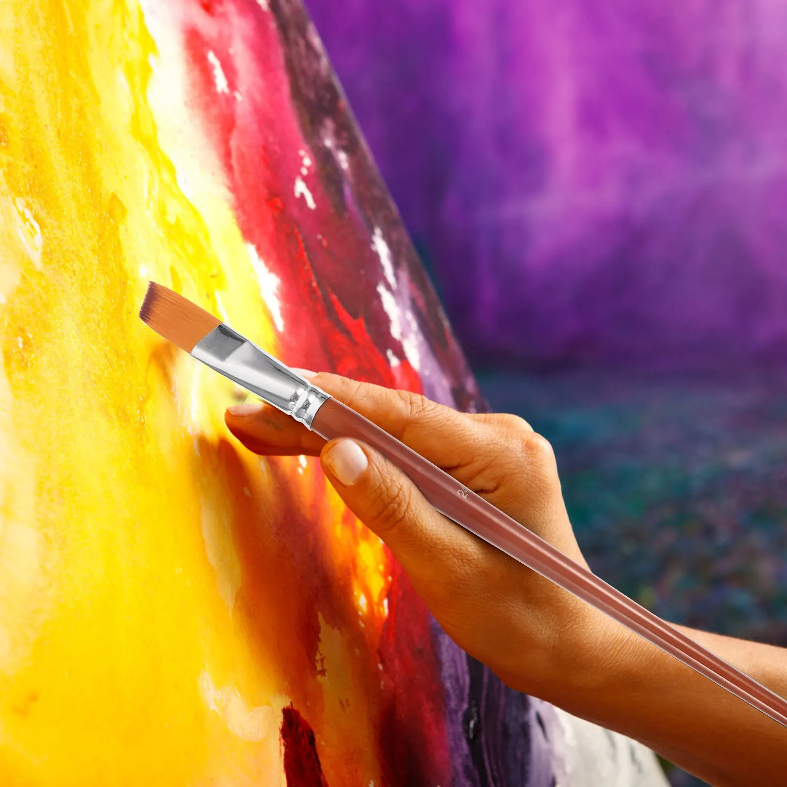 

13 Pcs Two-color Nylon Hair Watercolor Brushes Paint Mix Artists Painting Tools Lightweight Portable Flat Tip Set