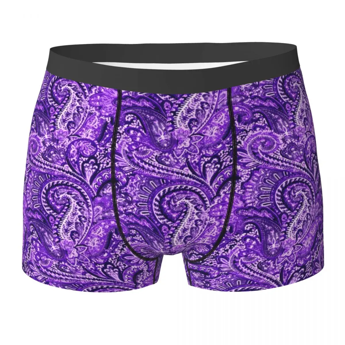 

Purple Paisley Underwear Vintage Print 3D Pouch Quality Trunk Custom DIY Boxer Brief Sexy Soft Male Panties Plus Size