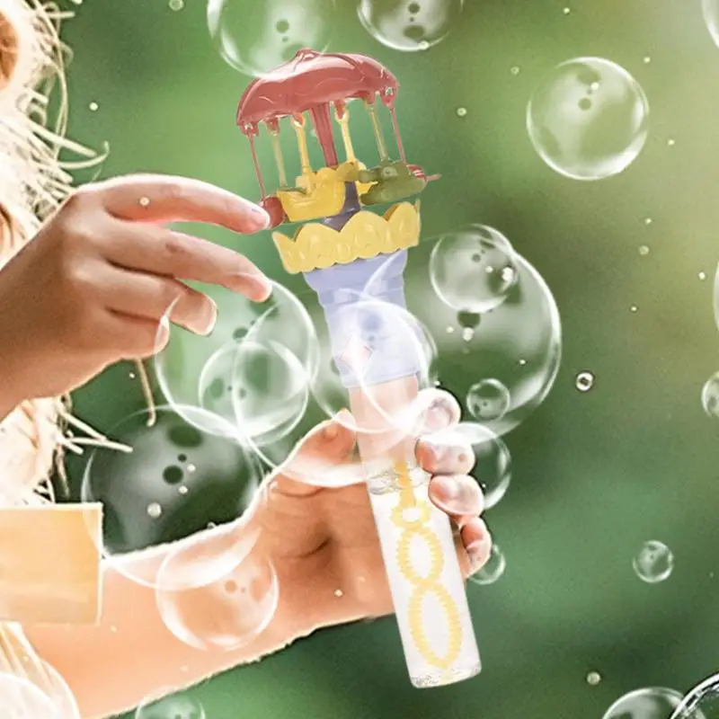 Handheld Bubble Machine Carousel Design Summer Toy Party Favor Handheld Outdoor Backyard Toys Novelty Amusements Bubble Maker