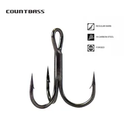 COUNTBASS 20PCS High-Carbon Steel Round Treble Hooks Black Nickel  2# 4# 6# 8# 10# 12# 14# For Fishing Lures Hardbaits