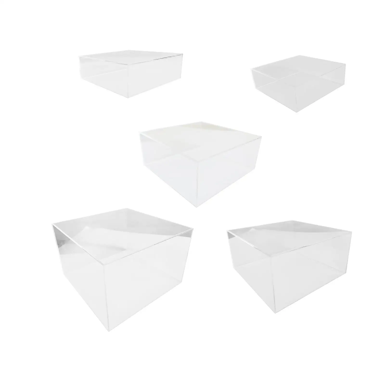 5Pcs Acrylic Risers Display Stand Shelf Storage, Jewelry Rack Acrylic Cube Box for Food Catering Anklets Collections Watches