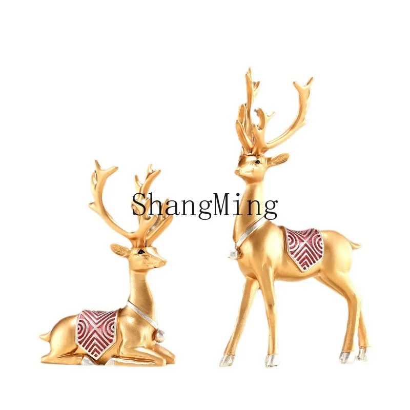

PYH Lucky Elk Ornaments Home Decorations Living Room Entrance TV Wine Cabinet Knickknacks Housewarming New Home