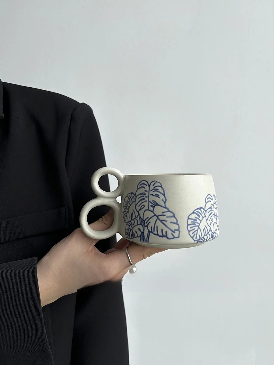 Minimalist Creative Ceramic Coffee Mugs Couple Mugs Simple Design Double Ear Handles No Lid Included Affordable Price Range