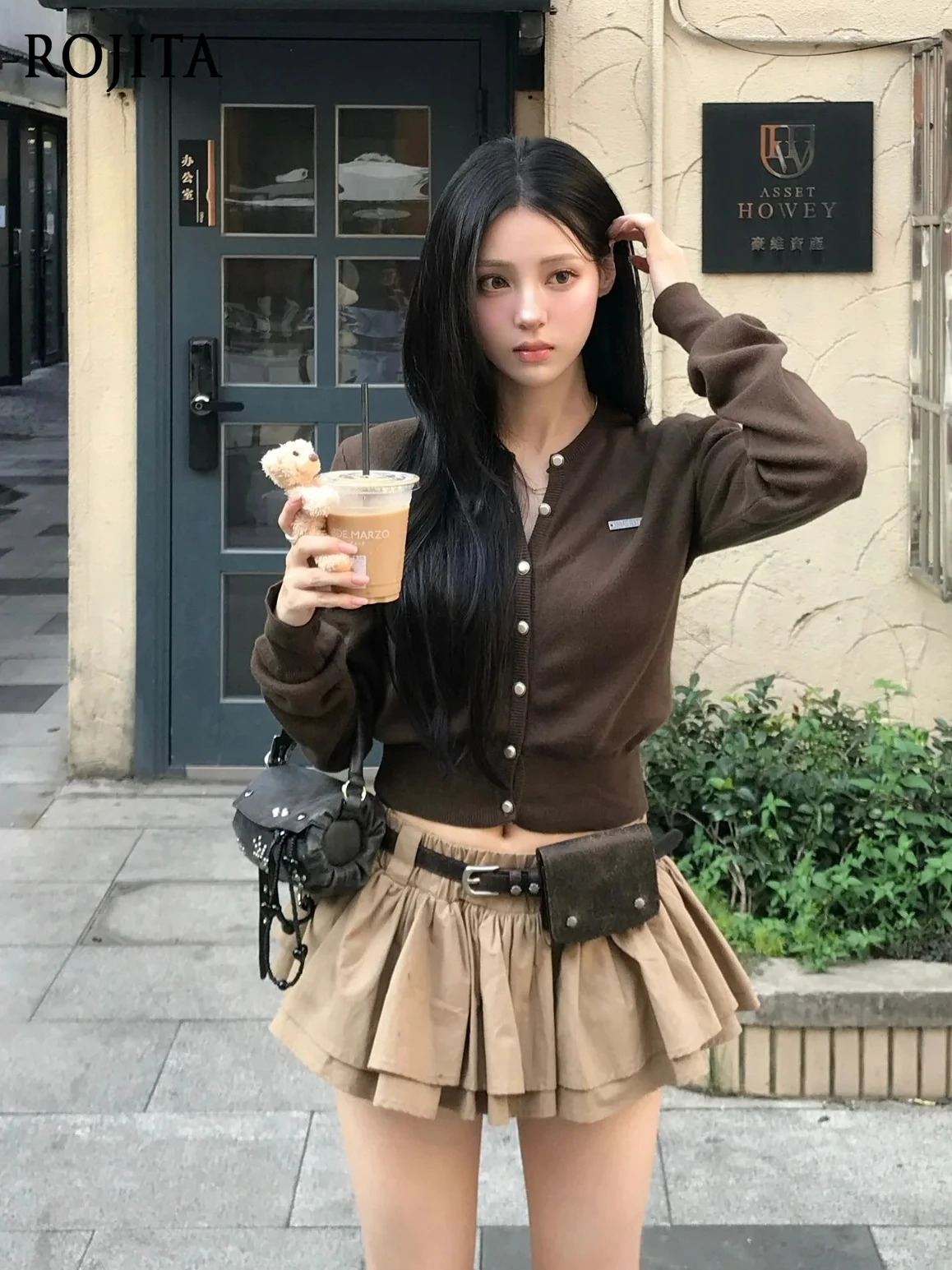 Khaki Skirt Autumn New Versatile Ballet Style Ruffled Short Skirt Pants Japanese and Korean Low Waist Girl Style Half Skirt