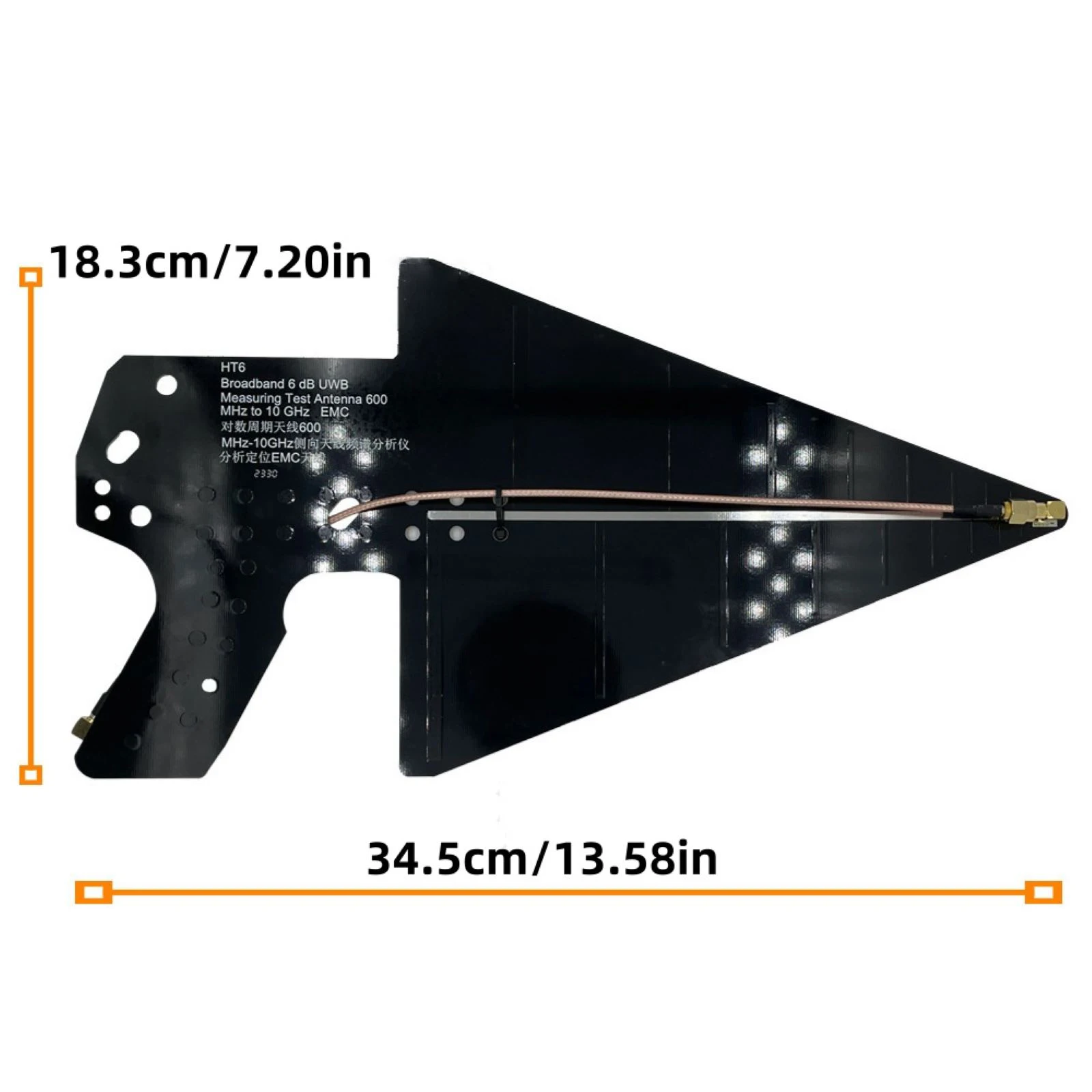 600MHz-10GHz HT6 Log Periodic Antenna  Directional LPDA Wideband PCB Test Antenna for Spectrum Analyzer EMC Measurements