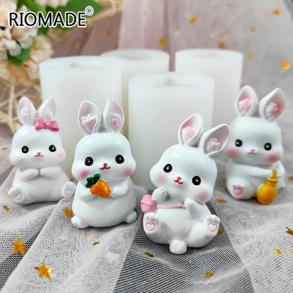 3D Cute Rabbit Silicone Mold Bunny Model Chocolate Dessert Kitchen Baking Cake Mould Easter Fondant Cake Decorating Tools