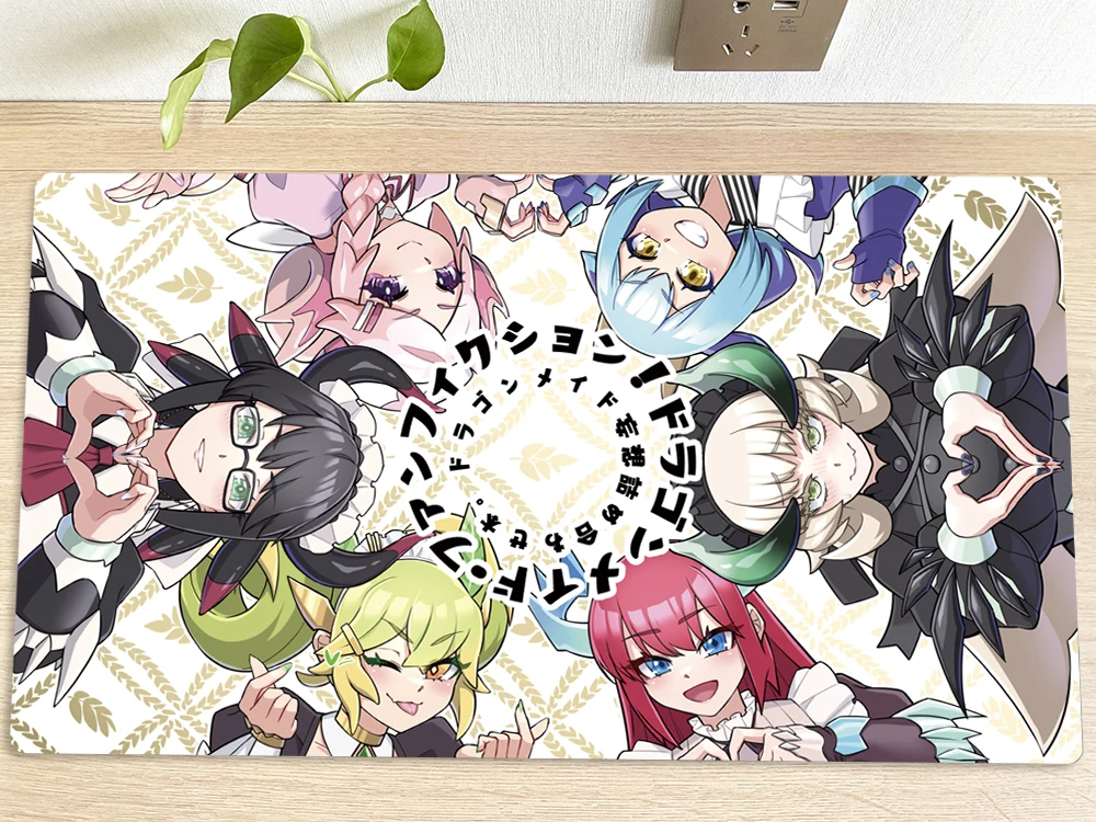 YuGiOh Table Playmat Dragonmaid Girls TCG CCG Mat Trading Card Game Mat Mouse Pad Gaming Play Mat 60x35cm Mousepad Free Bag