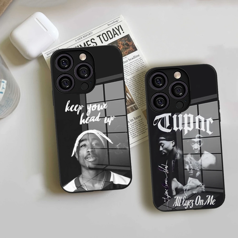 

2Pac Hip Hop Singer Phone Case Tempered Glass For IPhone 16 Promax 15 14 Pro 13 12 11 plus X XS XR phone case