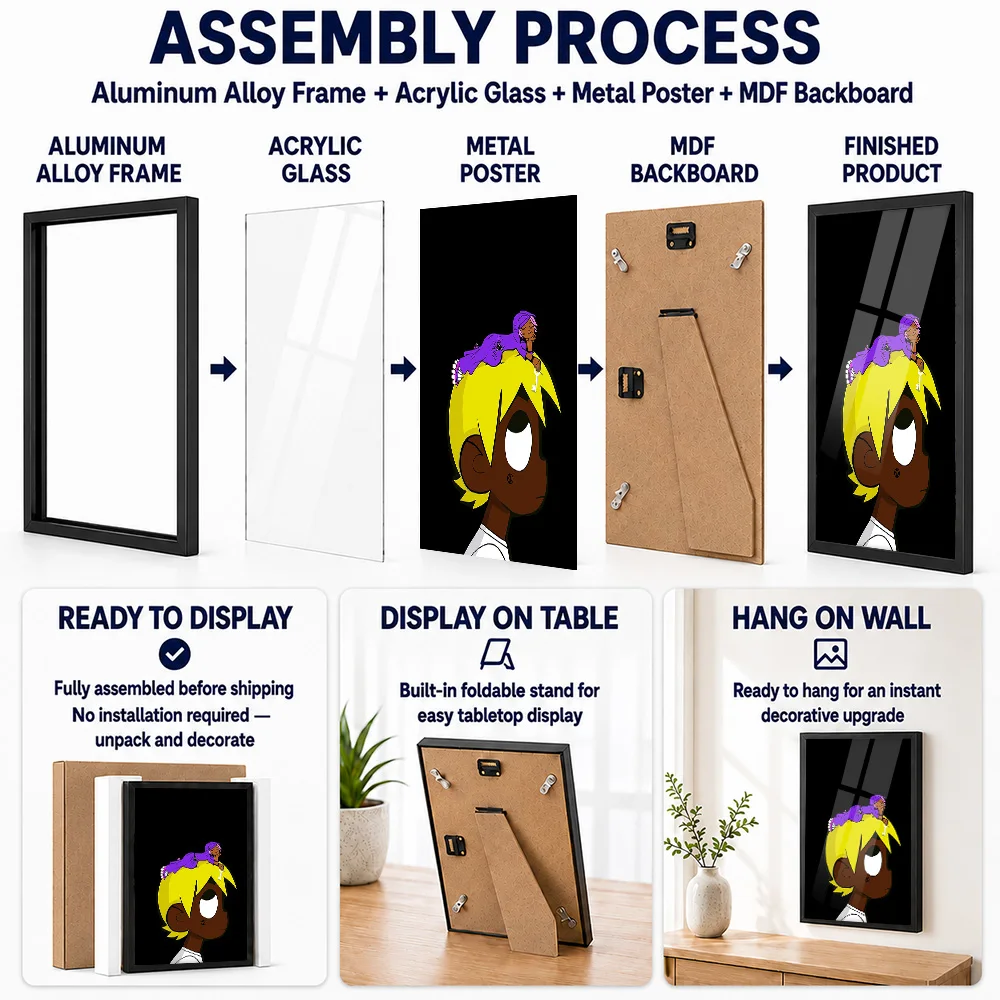 Lil Uzi Vert Metal Poster With Aluminum Alloy Frame Personalized Graphic Design Wall Art For Record Room And Recording Studio