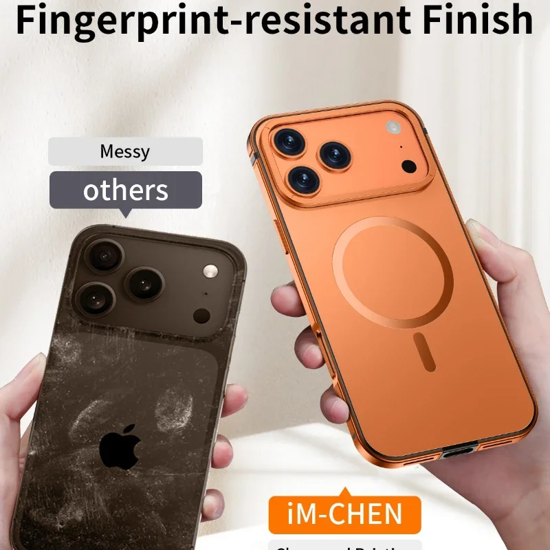 إطار معدني جديد لعام 2025، مضاد للحشف ومضاد لبصمات الأصابع، شفط مغناطيسي أنيق وخفيف الوزن لهاتف iPhone 17 Plus ProMax #6