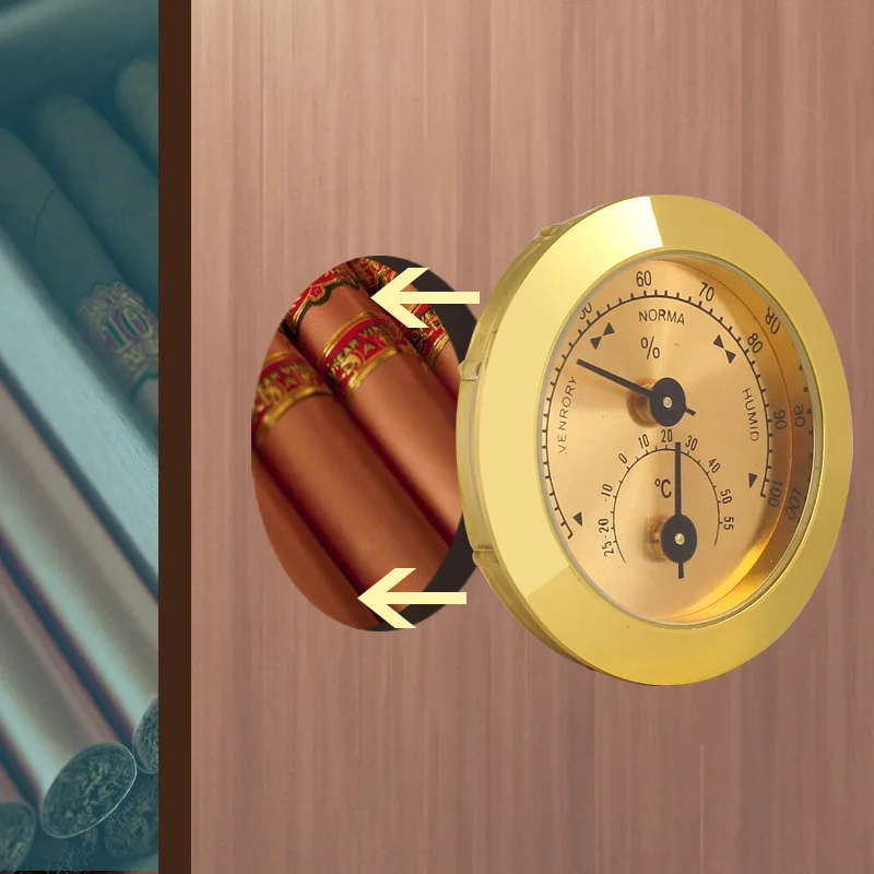 50MM Pointer Thermometer Hygrometer Dual‑use Embedded Household Humidity Meter for Cigar Box Tobacco Tin Violin Case Cigar Cabin