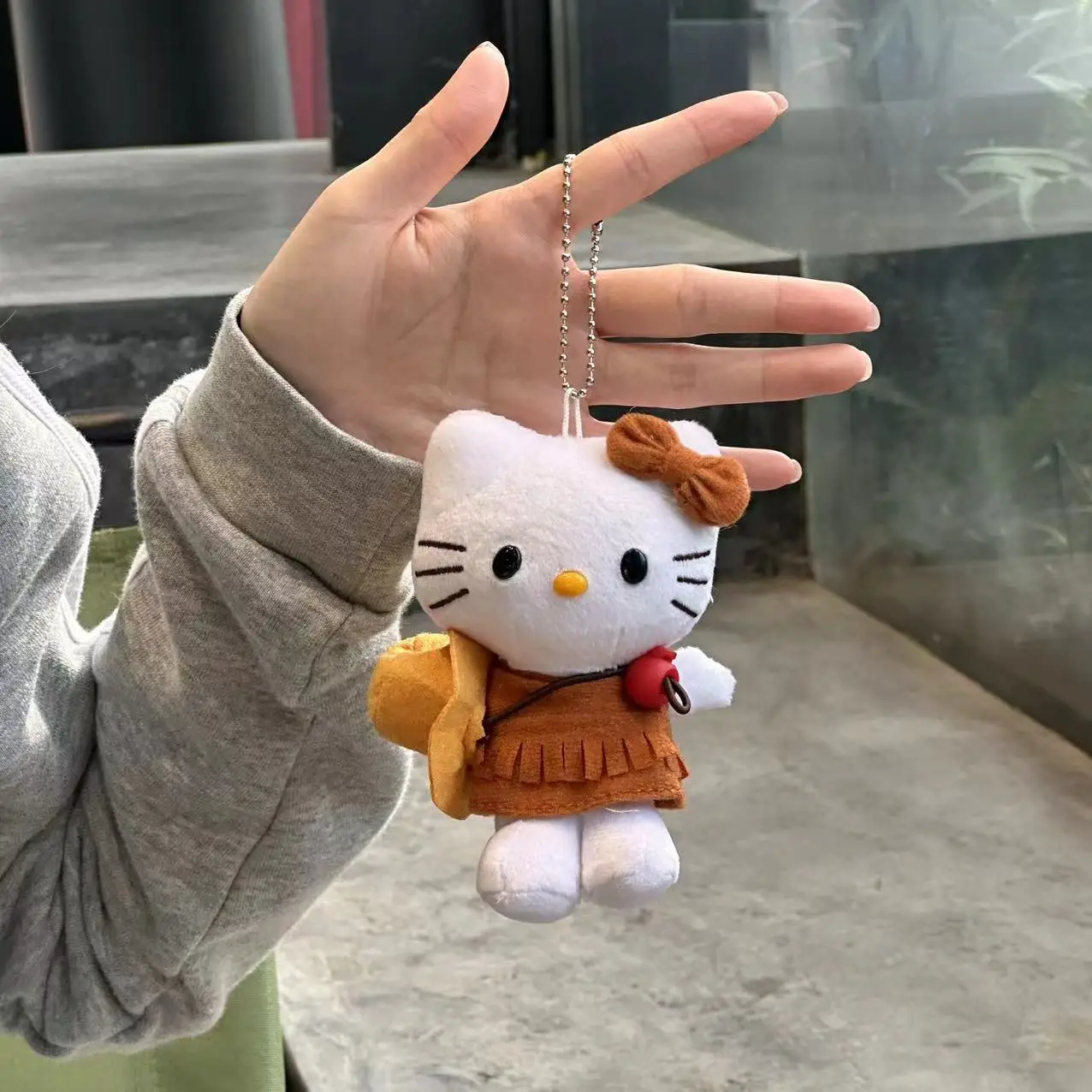 Sanrio-llavero de muñeco de peluche de Hello Kitty, muñeco de vaquero del Oeste, juguete mullido Kawaii, colgante de mochila, regalo de periferia adornado, YJ28A