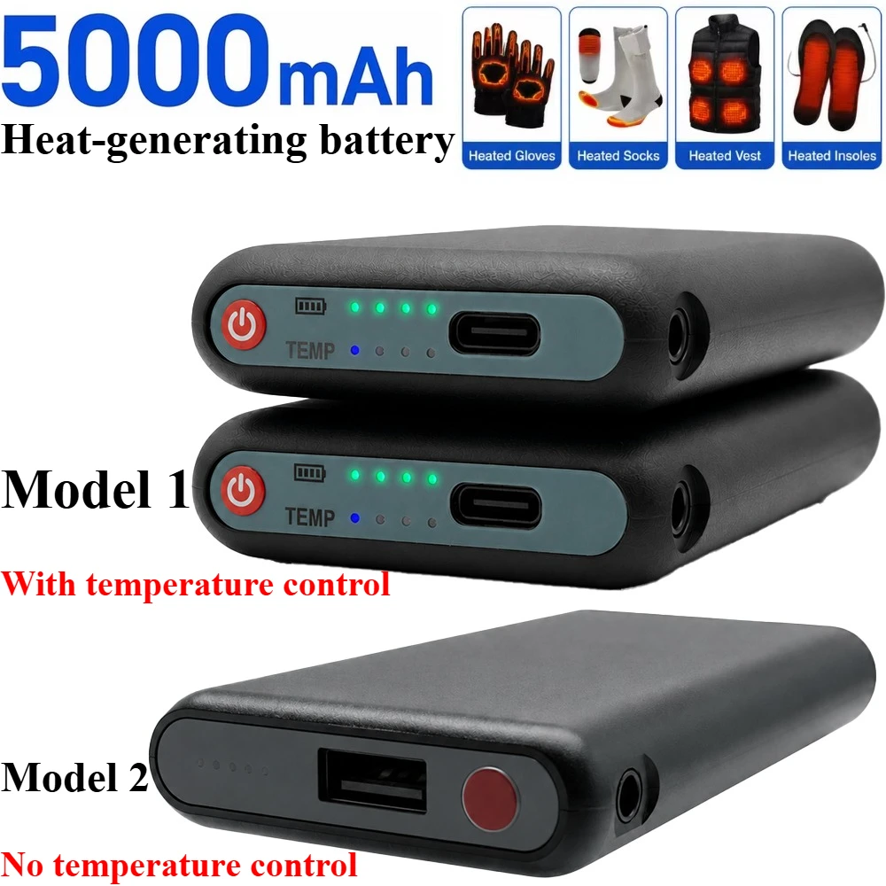 5V 5000mAh beheizter Lithium-Akku für warme Kleidung, Schuhe, Socken, Einlegesohlen und als tragbare Stromquelle für den Winter