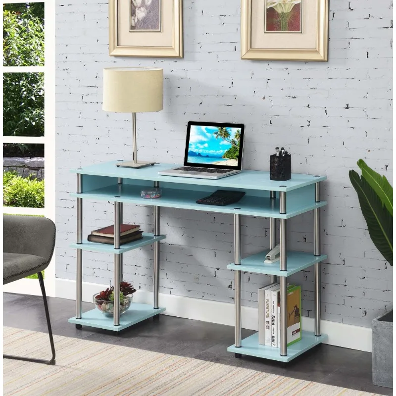 

Designs2Go, высота 30 дюймов, студенческий стол без инструментов с полками, морская пена синего цвета, все возраст