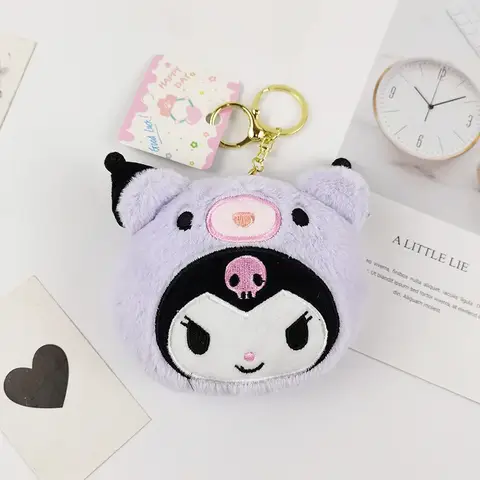 Sanrio Kuromi Plyschnyckelring Plånbok Melody Cinnamoroll Plysch Myntväska Hörlursväska Hängsmycke Nyckelring Flickpresenter 10 best sales handväska flicka - №3