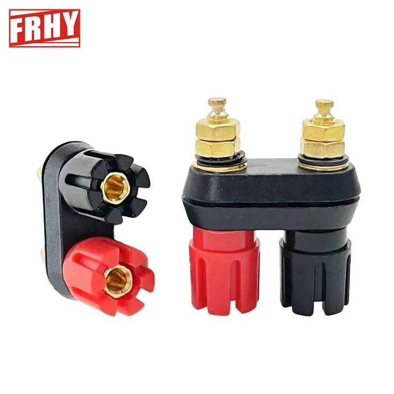 Plugue banana banhado a ouro premium, 2 pacotes, vermelho, preto, fácil instalação, conectores de áudio seguros para amplificador de alto-falante, ajuste universal, faça você mesmo
