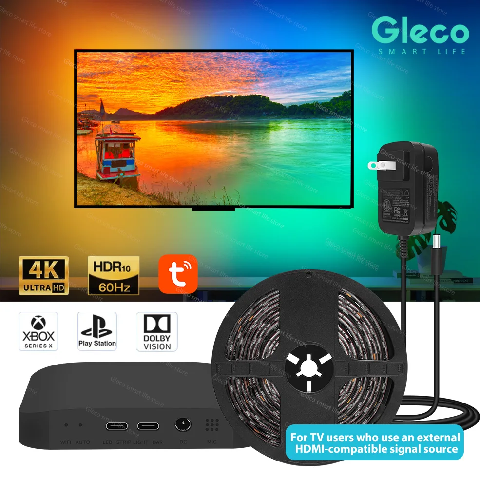 iluminacao ambiente inteligente retroiluminacao de tv dispositivo hdmi 20 sync box luzes led strip alexa google assistente controle de voz 01