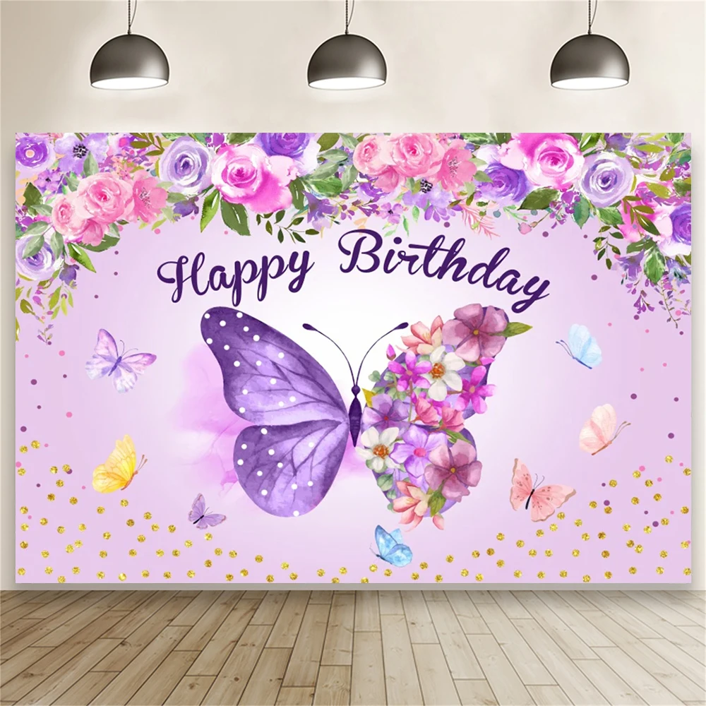 

Birthday Party It's a Boy Gender Reveal Photography Backdrop Butterfly Flower Wish One Baby Shower Photo Studio Background DF-21