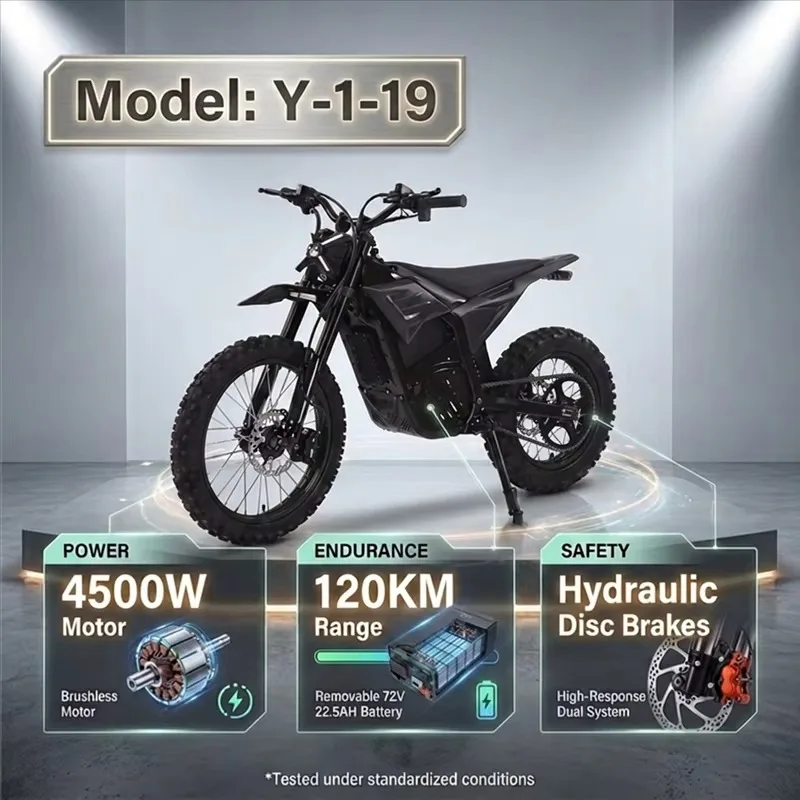Rs 4500W 72V adult racing electric off-road vehicle 40MPH high-speed 19-inch wheels 75 miles range, removable battery, off-road