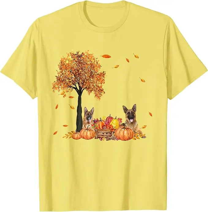 Deutscher Schäferhund Herbstblatt Herbst Hund Thanksgiving Halloween T-Shirt Y2k Hundeliebhaber Ästhetische Kleidung Neuheit Geschenk Weiches Baumwoll-T-Shirt – Detail 14