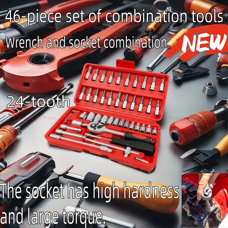 

46 шт., набор головок для мотоцикла, 1/4 дюйма, приводной трещоточный ключ, инструменты для ремонта автомобильного велосипеда, комплект для обслуживания авто велосипеда