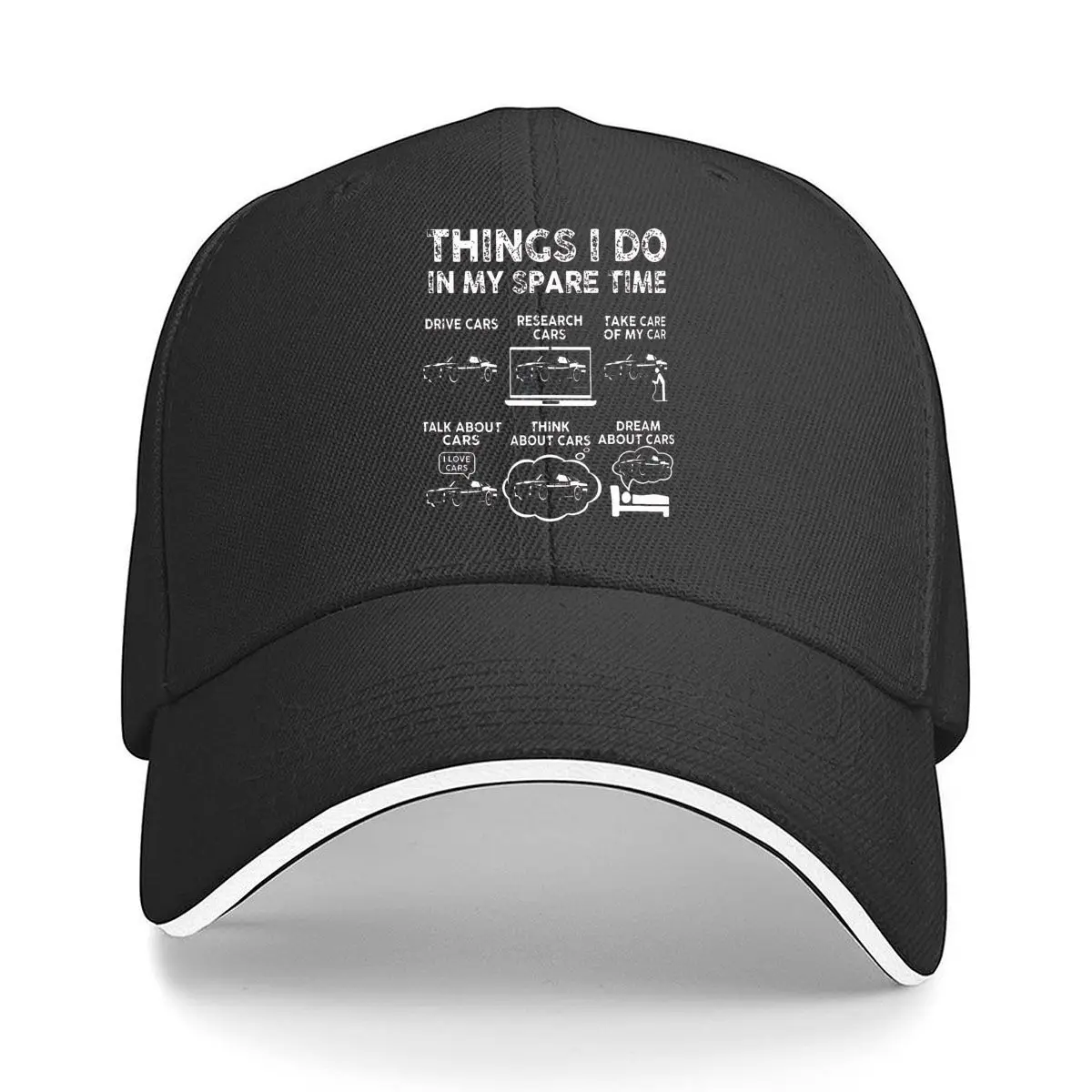 Funny Car Guy Quote Sports Car Outline Sandwich Baseball Cap Sun Cap Outdoor Workouts Hat