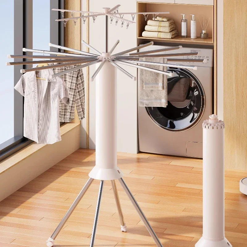 

installation-free foldable household clothes drying rod multi-functional hanging rack balcony clothes drying artifact