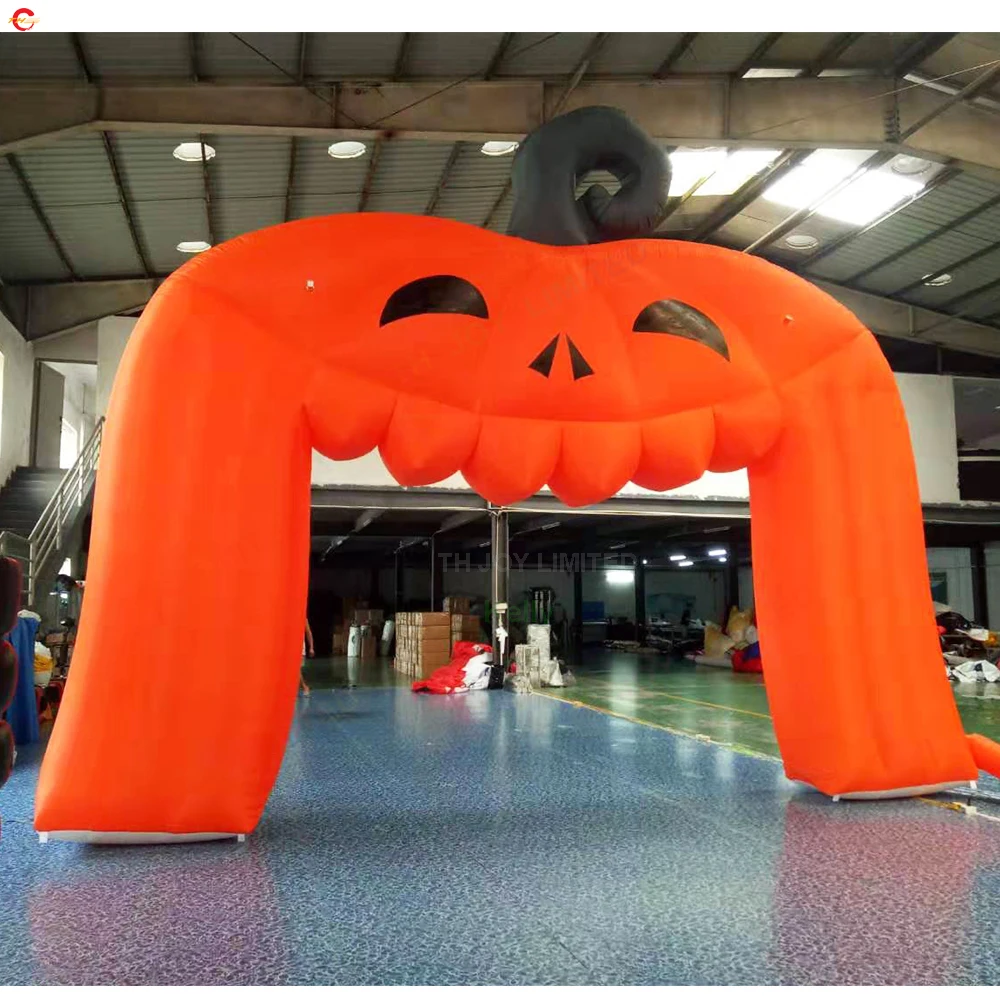 Fast Shipping 4m/6m/8m Pumpkin Face Inflatable Halloween Archway Blow Up Orange Inflatable Arch Gate For Promotion Advertising