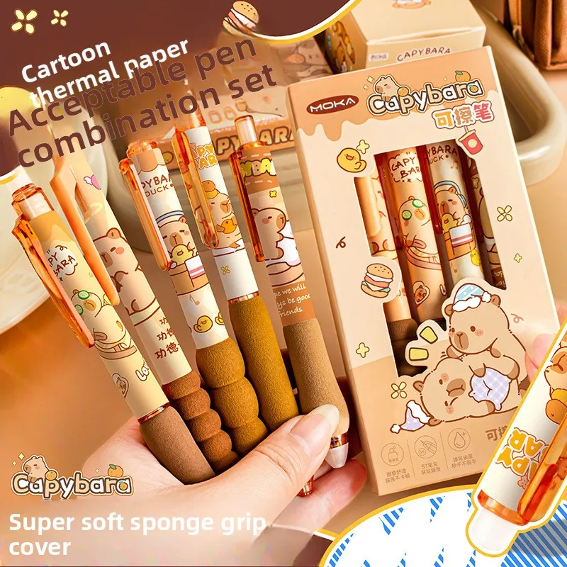 

25 Pcs (5 Sets) High Value Erasable Blue Pen Soft Grip Crystal Blue Press Pen Elementary School Student Thermal Rub Easy Erase