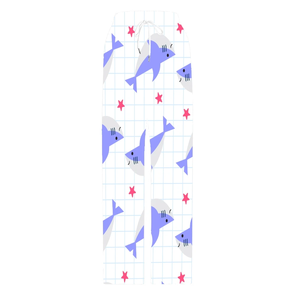 Симпатичные Пижамные брюки в виде акулы, мужские и женские штаны для отдыха, супер мягкие унисекс бриджи с карманами и кулиской